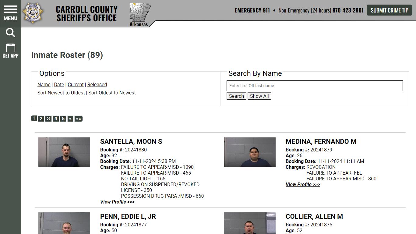 Inmate Roster | Carroll County Sheriff's Office | Sort Booking Time ...
