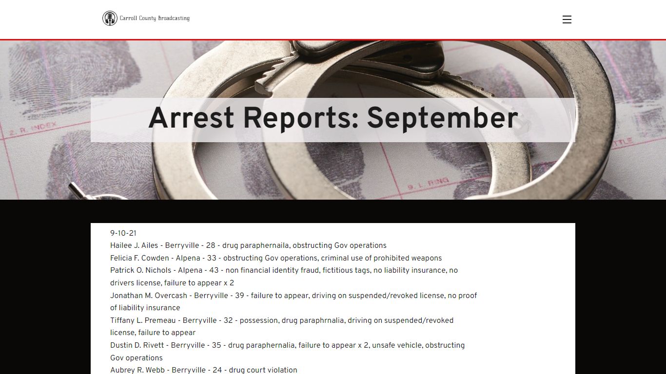 Arrest Report - KTHS Radio