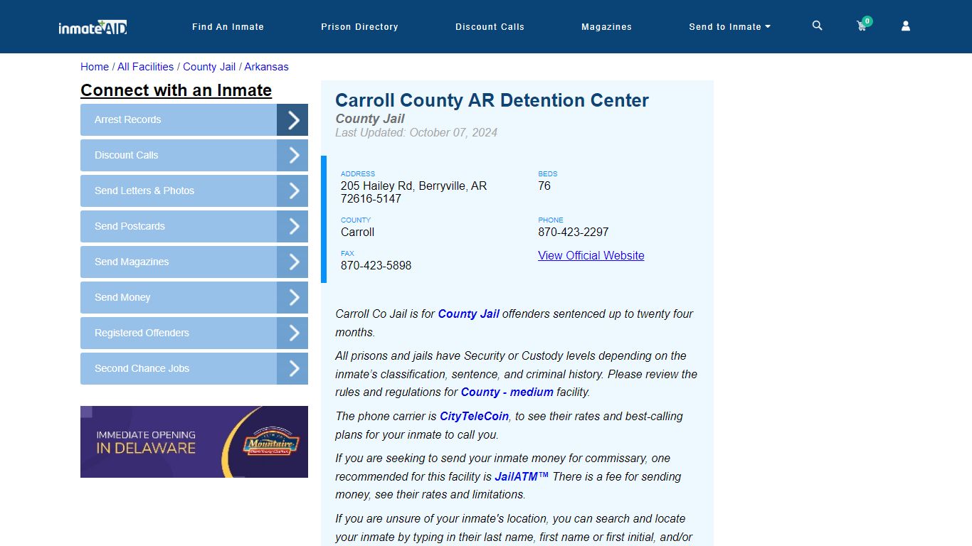 Carroll County AR Detention Center - Inmate Locator